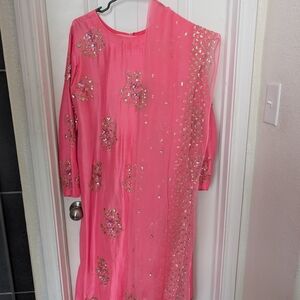 Elegant Pink Embellished Dress